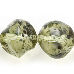 Bead, Preciosa Czech Pressed Glass, 14mm Baroque Style - Transparent Pale Green with Speckles (Hole Size 1mm)