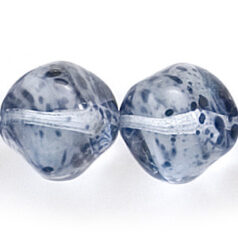Bead, Preciosa Czech Pressed Glass, 14mm Baroque Style - Transparent Montana with Speckles (Hole Size 1mm)