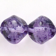 Bead, Preciosa Czech Pressed Glass, 14mm Baroque Style - Transparent Purple with Speckles (Hole Size 1mm)