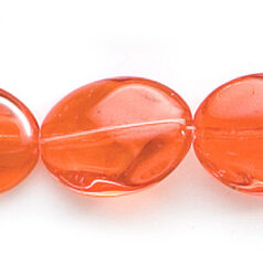 Bead, Preciosa Czech Pressed Glass, 16x12mm Flat Oval Baroque Shape - Transparent Orange (Hole Size 1mm)