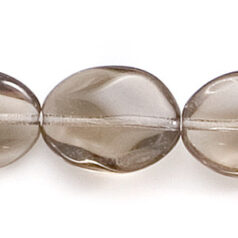 Bead, Preciosa Czech Pressed Glass, 16x12mm Flat Oval Baroque Shape - Transparent Black Diamond (Hole Size 1mm)