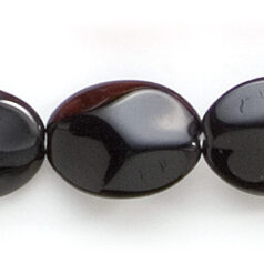 Bead, Preciosa Czech Pressed Glass, 16x12mm Flat Oval Baroque Shape - Jet Black (Hole Size 1mm)