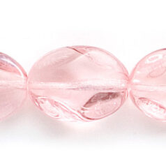 Bead, Preciosa Czech Pressed Glass, 16x12mm Flat Oval Baroque Shape - Transparent Rosaline (Hole Size 1mm)