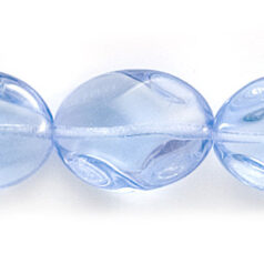 Bead, Preciosa Czech Pressed Glass, 16x12mm Flat Oval Baroque Shape - Transparent Light Sapphire (Hole Size 1mm)