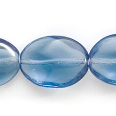 Bead, Preciosa Czech Pressed Glass, 16x12mm Flat Oval Baroque Shape - Transparent Montana (Hole Size 1mm)