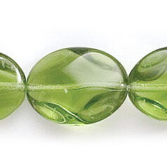 Bead, Preciosa Czech Pressed Glass, 16x12mm Flat Oval Baroque Shape - Transparent Light Olivine (Hole Size 1mm)