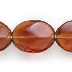Bead, Preciosa Czech Pressed Glass, 16x12mm Flat Oval Baroque Shape - Transparent Madeira Topaz (Hole Size 1mm)