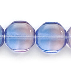 Bead, Preciosa Czech Pressed Glass, 12mm Octagonal Shape - Transparent Rose and Light Sapphire (Hole Size 1.3mm)