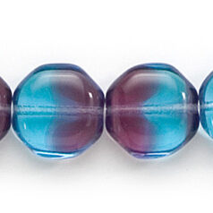 Bead, Preciosa Czech Pressed Glass, 12mm Octagonal Shape - Transparent Purple and Blue (Hole Size 1.3mm)