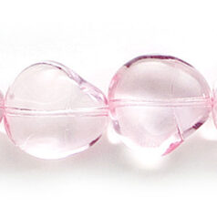 Bead, Preciosa Czech Pressed Glass, 15x14mm Nugget - Pale Pink (Thickness 6mm, Hole Size 1.2mm)