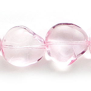 Bead, Preciosa Czech Pressed Glass, 15x14mm Nugget - Pale Pink (Thickness 6mm, Hole Size 1.2mm)
