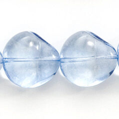 Bead, Preciosa Czech Pressed Glass, 15x14mm Nugget - Pale Blue (Thickness 6mm, Hole Size 1.2mm)