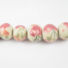 Bead, 20x18mm Round Porcelain Bead - White/Pink/Grey (Hole size: 3.2mm)