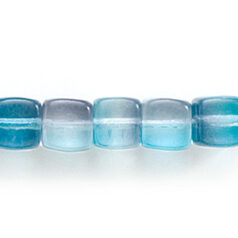 Bead, Preciosa Czech Pressed Glass, 5x7mm Cube Shape with Transparent Multicolor of Dark Blue and Grey (Hole Size 1mm)