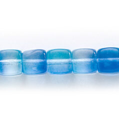 Bead, Preciosa Czech Pressed Glass, 5x7mm Cube Shape with Transparent Multicolor of Crystal and Sapphire (Hole Size 1mm)