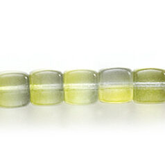 Bead, Preciosa Czech Pressed Glass, 5x7mm Cube Shape with Transparent Multicolor of  Jonquil and Grey (Hole Size 1mm)