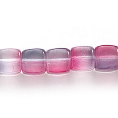 Bead, Preciosa Czech Pressed Glass, 5x7mm Cube Shape with Transparent Multicolor of Rose and Mauve (Hole Size 1mm)