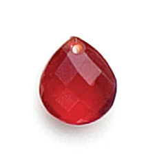 Bead, Preciosa Czech Transparent Faceted Glass, 9x8mm Briolettes - Transparent Siam (Hole Size 1mm)