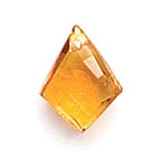 Bead, Preciosa Czech Transparent Faceted Glass, 11x8.5mm Briolette Triangle - Transparent Topaz (Hole Size 1mm)