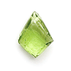 Bead, Preciosa Czech Transparent Faceted Glass, 11x8.5mm Briolette Triangle - Transparent Olivine (Hole Size 1mm)