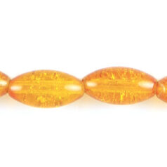 Bead, Pressed Glass Beads 8x16mm Oval Crackle Glass - Dark Yellow