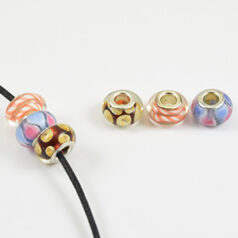 Bead, Murani, Lampwork Glass Beads with Silver Plated Core beautifully handcrafted, 12x8mm, Hole size: 5mm