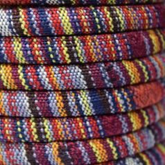 Ethnic Multi Color Round Cotton Cord, 10mm, Pattern no. 6