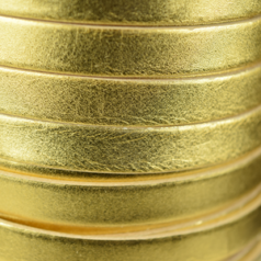 Flat Leather Cord - Bright Gold, 10x2mm