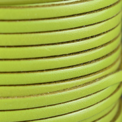 Flat Leather Cord - Olive, 3x2mm