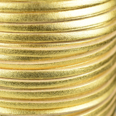 Flat Leather Cord - Bright Gold, 3x2mm