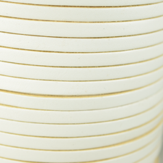 Flat Leather Cord - White, 5x2mm