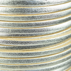 Flat Leather Cord - Bright Silver, 5x2mm