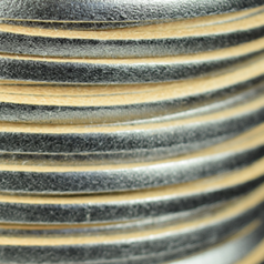 Flat Leather Cord - Dark Silver, 5x2mm