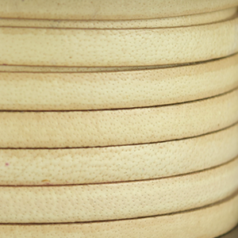 Flat Leather Cord - Cream Color, 5x2mm