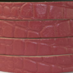 Licorice Flat Leather with Animal Print Embossed - Croco Print in Red, 10x2mm
