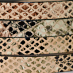 Licorice Flat Leather with Animal Print Embossed - Snake Print in Black and Brown, 10x2mm