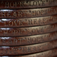 Licorice Flat Leather with Hope/Love/Heart Embossed (natural color) - Brown color, 5x2mm