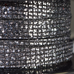 Licorice Flat Leather with Glitter - Black Color, 10x2mm