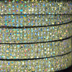 Licorice Flat Leather with Glitter - Platinum Color, 10x2mm