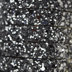 Flat Leather Cord with Glitter - Gunmetal, 10x2mm