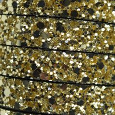 Flat Leather Cord with Glitter - Gold, 10x2mm