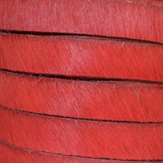 Licorice Flat Leather with Fur - Red Color, 10x2mm