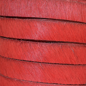 Licorice Flat Leather with Fur - Red Color, 10x2mm