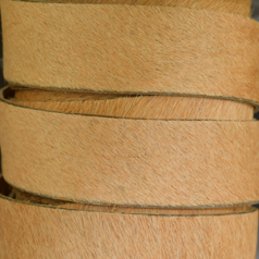 Licorice Flat Leather with Fur - Light Brown Color,  20x2mm