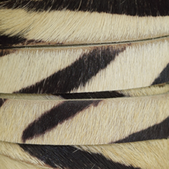 Licorice Flat Stitched Leather with Fur - Zebra Effect, 20x2mm