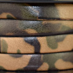 Licorice Flat Leather with Multi-colors print - Camouflage Print Brown, 10x2mm