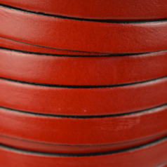 Flat Leather Cord - Red with Black Edge, 10x2mm
