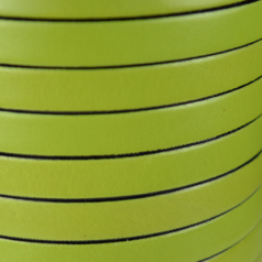 Flat Leather Cord - Olive with Black Edge, 10x2mm