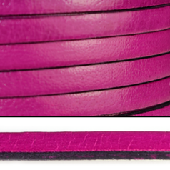 Flat Leather Cord - Fuchsia Color with black edge, 5x2mm