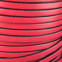 Flat Leather Cord - Light Fuchsia with Black Edge, 5x2mm